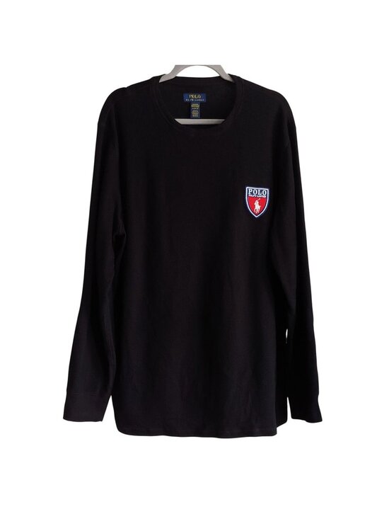 Polo Ralph Lauren Other - Polo Ralph Lauren Large Pony Logo Ribbed Shirt Black Preppy Collegiate XL